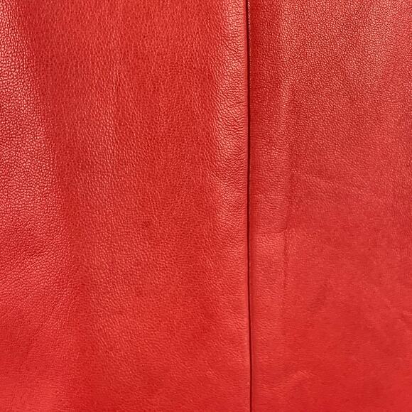 BALENCIAGA Size 8 Red Coral Lambskin Leather Sleeveless Shift Dress - Picture 5 of 10